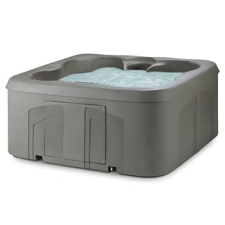 LifeSmart LS100 Taupe 4 Person Plug and Play Square Hot Tub Spa with Black Cover - 270