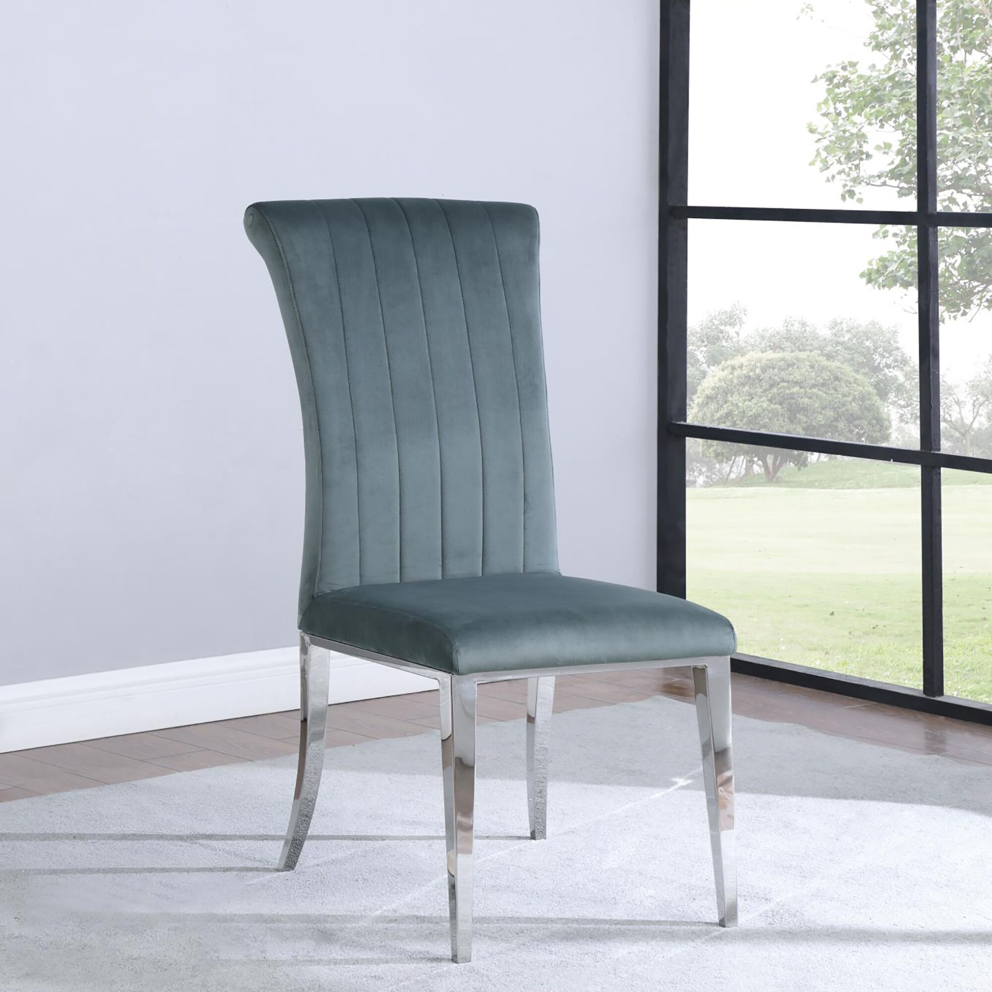 Tufted Side Chair with Chrome Legs,Dining Chair (Set of 2