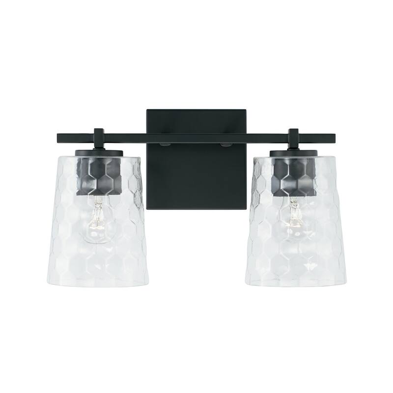 2-light 14.5-inch Bath/ Vanity Fixture w/ Clear Honeycomb Glass
