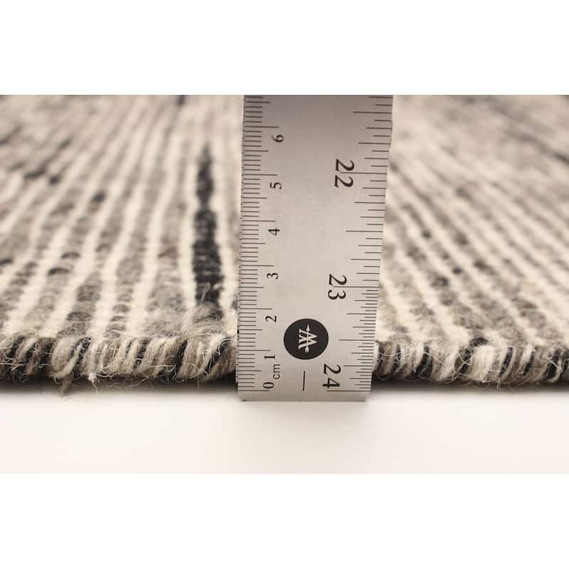ECARPETGALLERY Braid weave Sienna Grey Wool Rug - 5'1 x 7'11