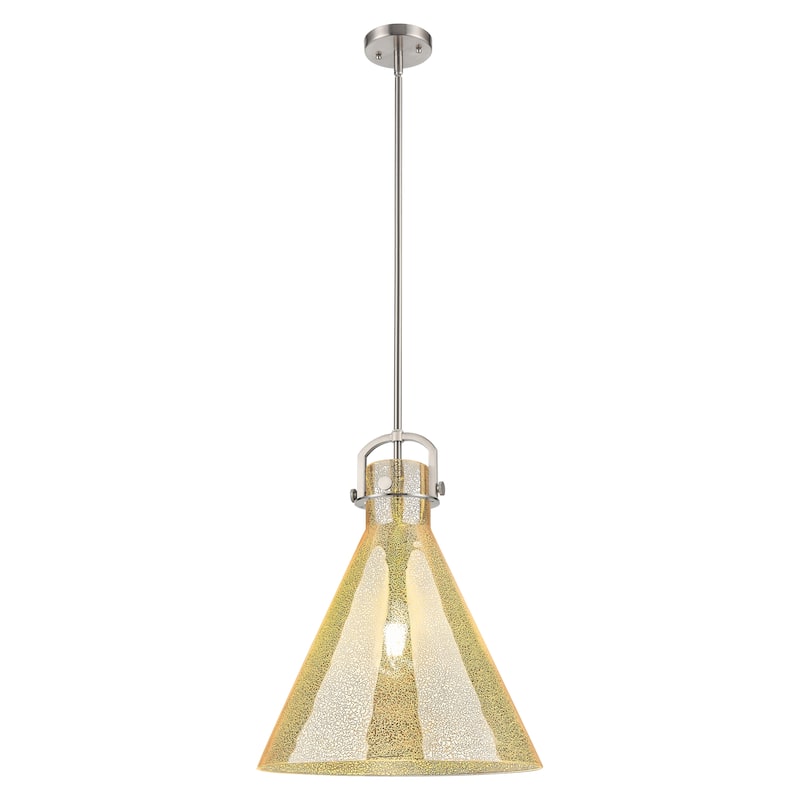 Innovations Lighting Downtown Urban - Newton Cone - 1 Light 16" Stem Hung Arched-Frame Pendant - Satin Nickel/Mercury Shade