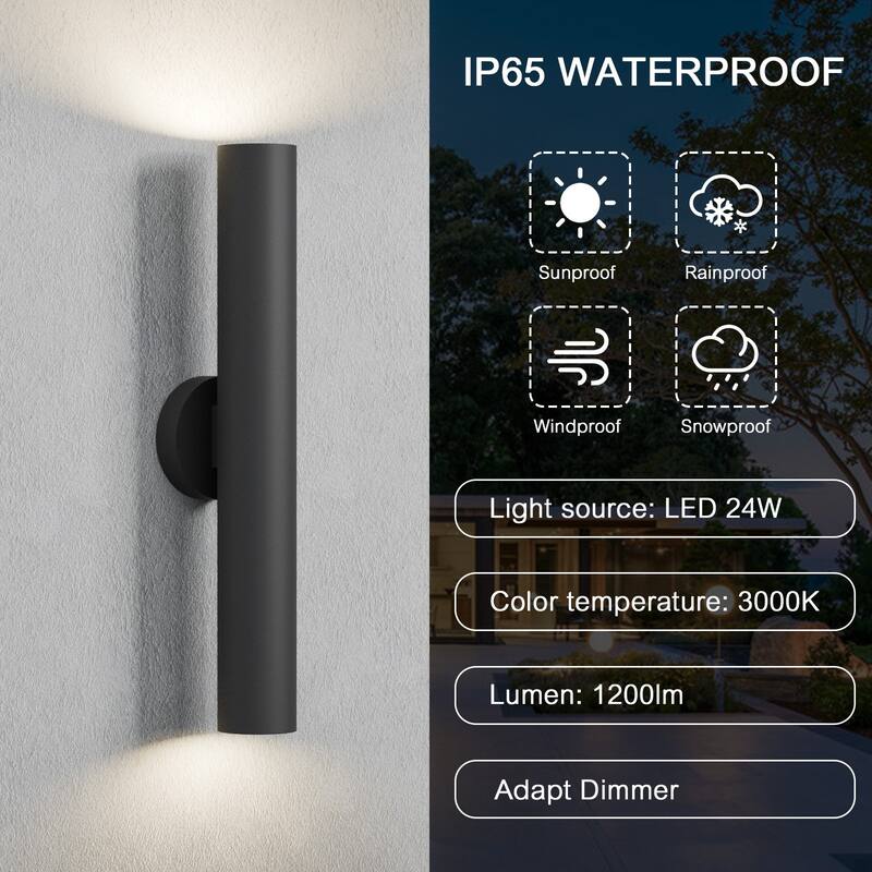 LamQee Modern Black Aluminum Cylinder LED Outdoor Wall Lights