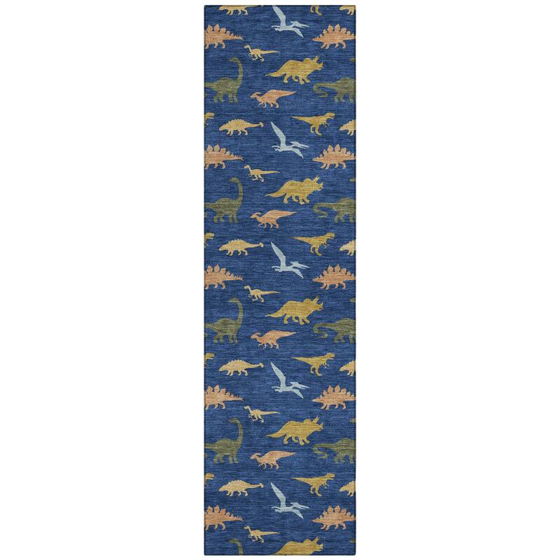 Machine Washable Indoor/ Outdoor Modern Dinosaur Chantille Rug