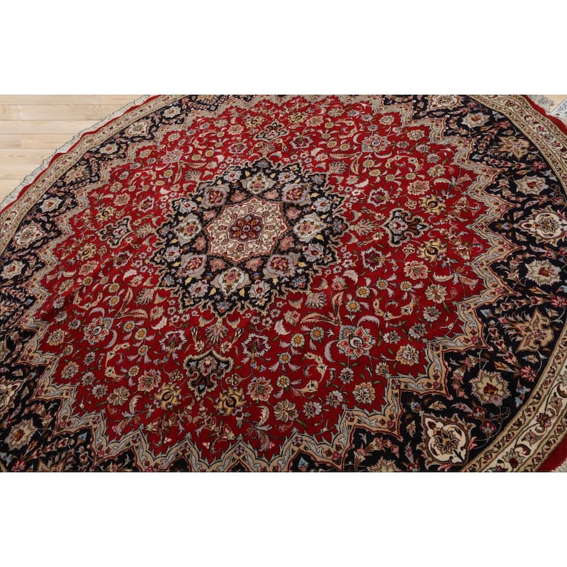8'2''x8'2'' Round Hand Knotted Wool Red Traditional Oriental Area Rug - 8' 2'' x 8' 2''-Round