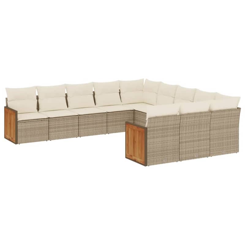 vidaXL Patio Sofa Set with Cushions Outdoor Conversation Furniture Poly Rattan