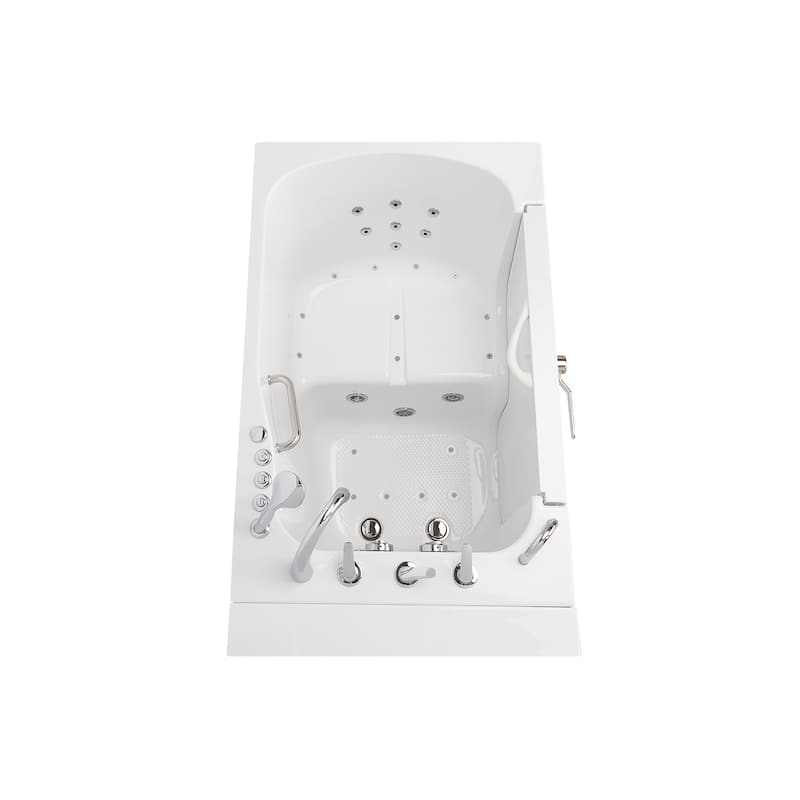 Ella Wheelchair Transfer 36x55 Acrylic Hydro Massage Walk-In Bathtub & Outward Swing Door 5 Piece Fast Fill Faucet 2 Dual Drain