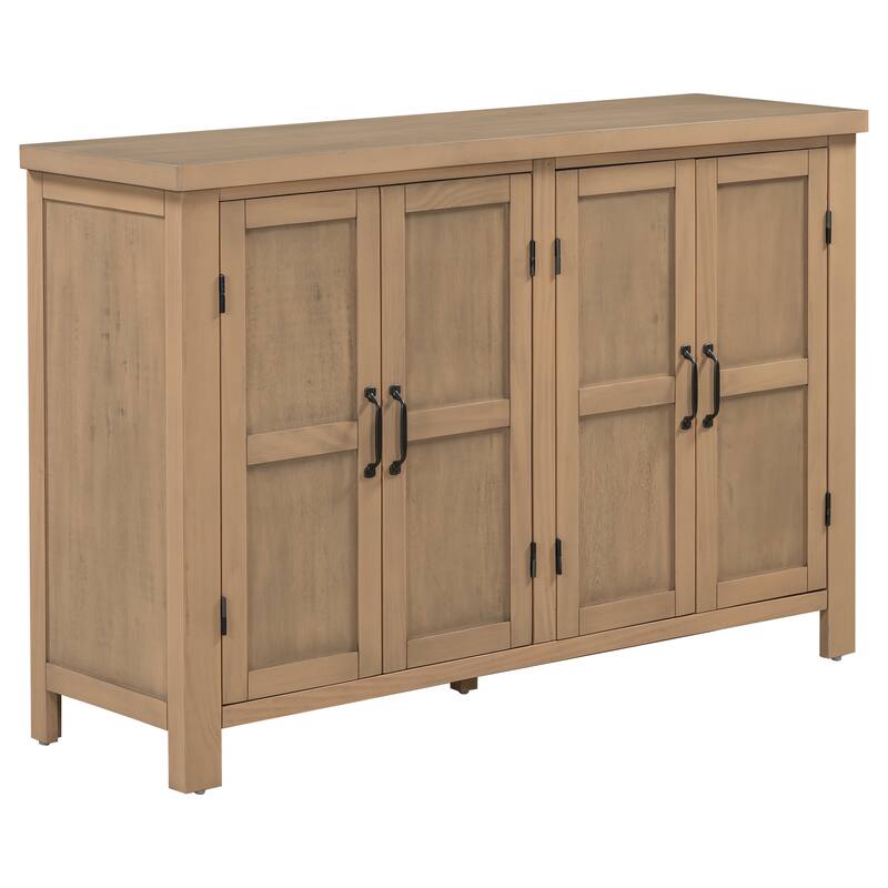 4-Door Wooden Sideboard Cabinet, Large Capacity Kitchen Buffet Cabinet, Entryway Table with Adjustable Shelves
