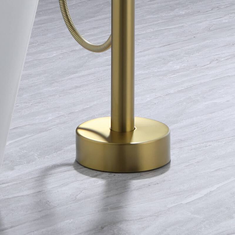 Freestanding Tub Faucet With Hand Shower Bathroom Floor Mounted Tub Filler Double Handle Bathtub Faucets Trim With Sprayer