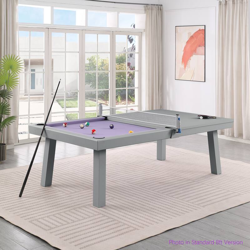 Laguna Indoor/Outdoor 8ft Slate Pool Table with Dining Top & Accessories Cement Finish - Grey/Purple