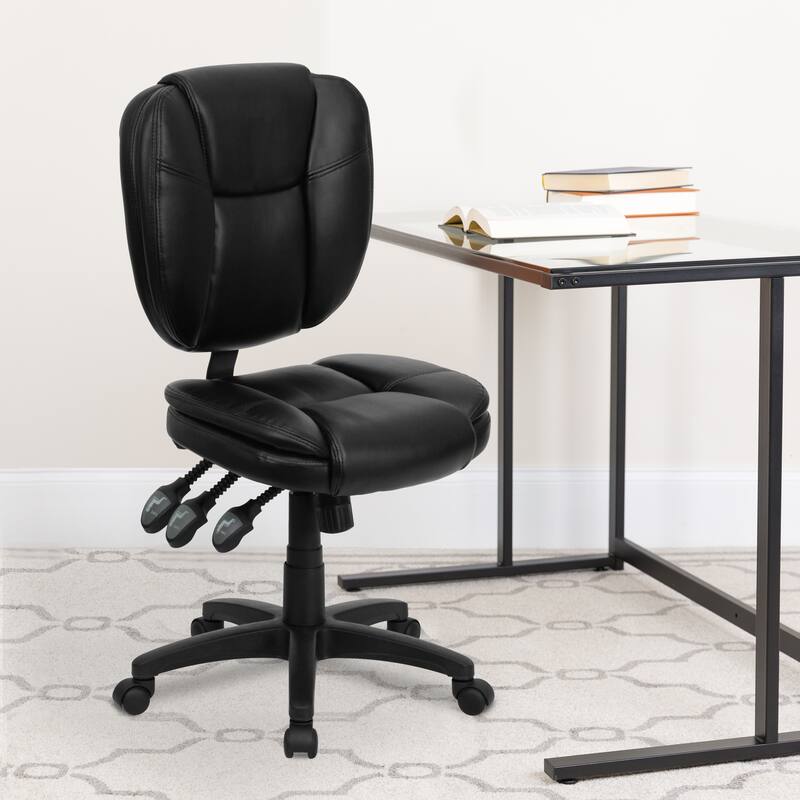 Mid-Back Multifunction Ergonomic Task Office Chair with Pillow Top Cushioning