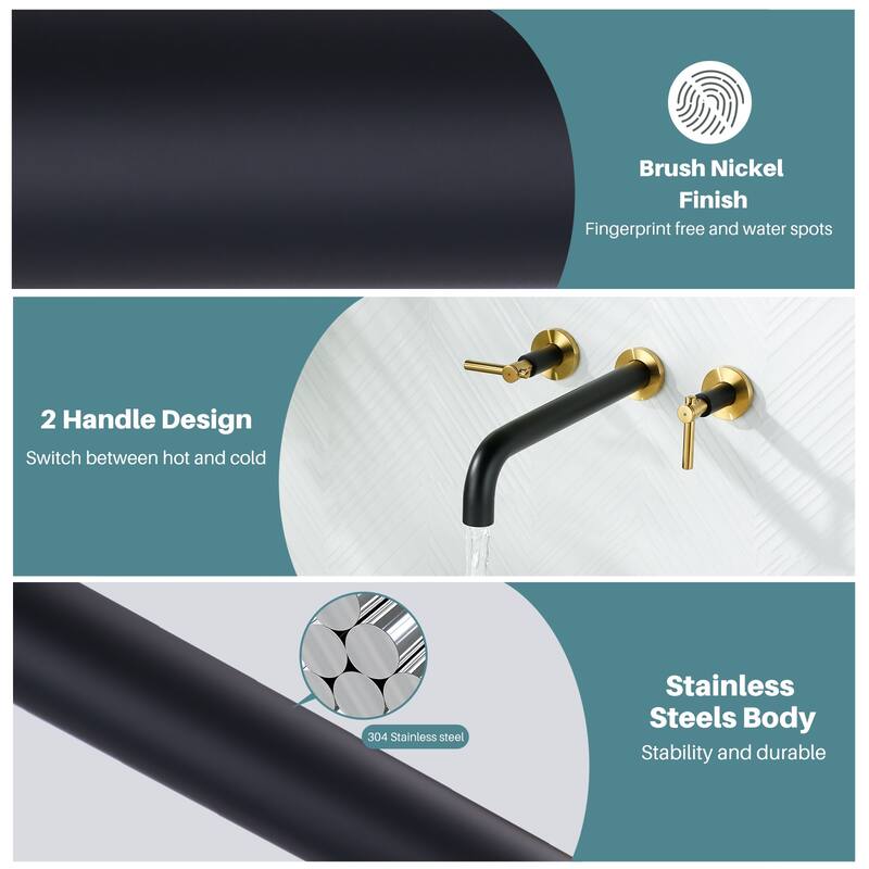 WOWOW Stainless Steel Wall-Mounted 12-Inch Bathtub Filler