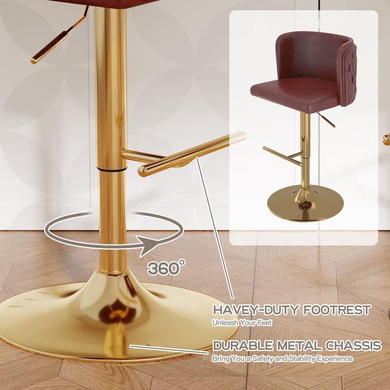 Swivel Bar Stools Set of 2, Modern PU Bar Stools with Backs - Counter Height