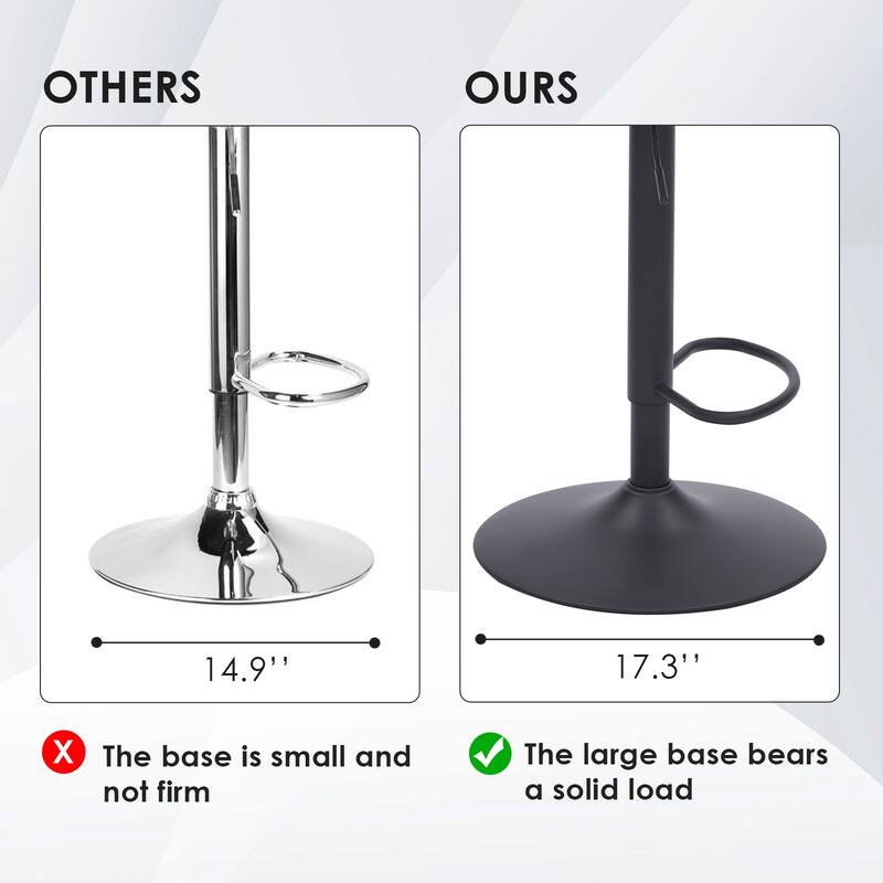Adjustable Bar Stools Set of 2, Modern Swivel Bar Stools, Bar Height Stools with Back Support Counter Height Bar Stools