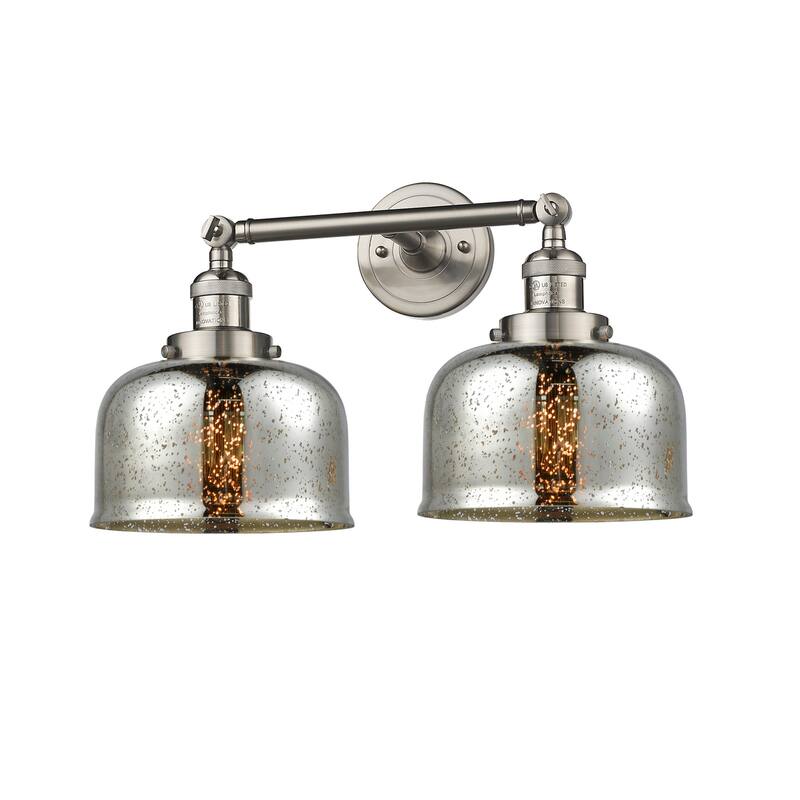 Innovations Lighting Large Bell 2 Light 19" Wide Bathroom Vanity Light - Brushed Satin Nickel / Silver Plated Mercury