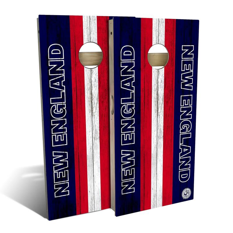 New England Football Outdoor Cornhole Board Set - Backyard 2x4 - Include Hole Lights