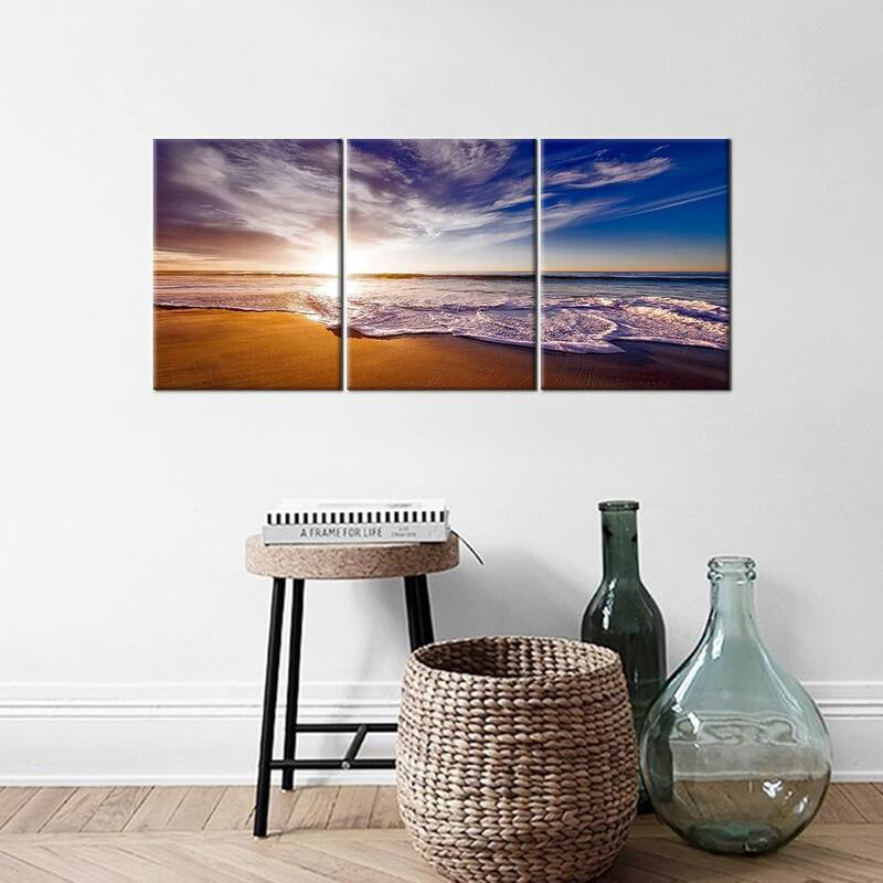 Nature Landscape Canvas Wall Art Beach Gold Sunset