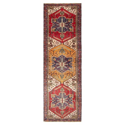ECARPETGALLERY Hand-knotted Konya Anatolian Red Wool Rug - 3' 4" x 10' 8"