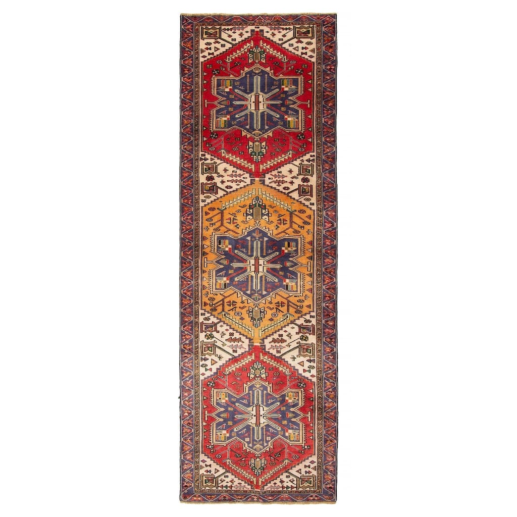 ECARPETGALLERY Hand-knotted Konya Anatolian Red Wool Rug - 3' 4" x 10' 8"
