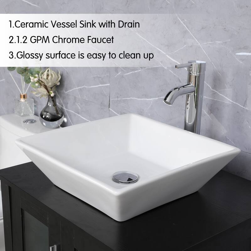 72" Bathroom Vanity Set with Vessel Sink Side Cabinet Combo