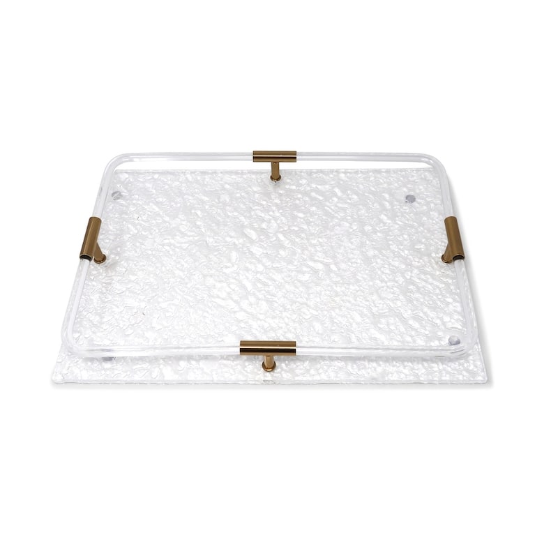 Acrylic Rectangle Tray with Gold Detail on Handle