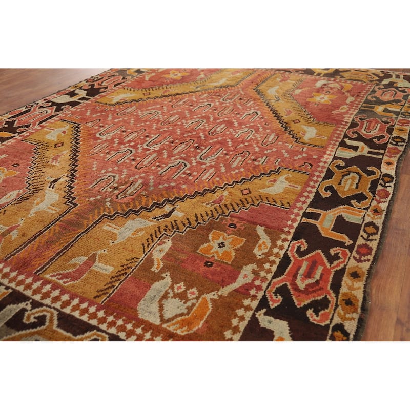 Vegetable Dye Oushak Turkish Vintage Area Rug Hand-Knotted Wool Carpet - 6'6" x 9'11"