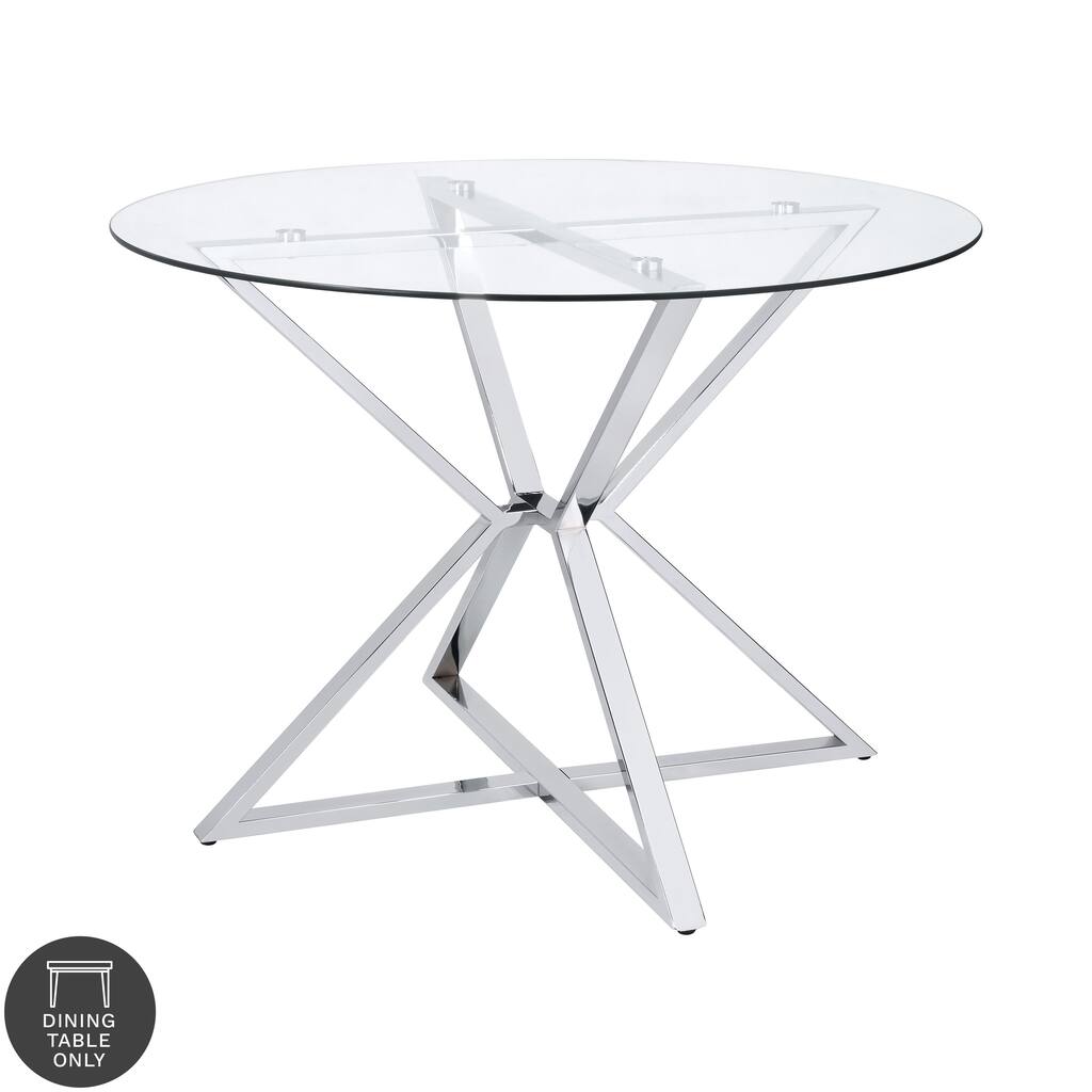 Furniture of America Grazi Contemporary 41-inch Glass Top Dining Table