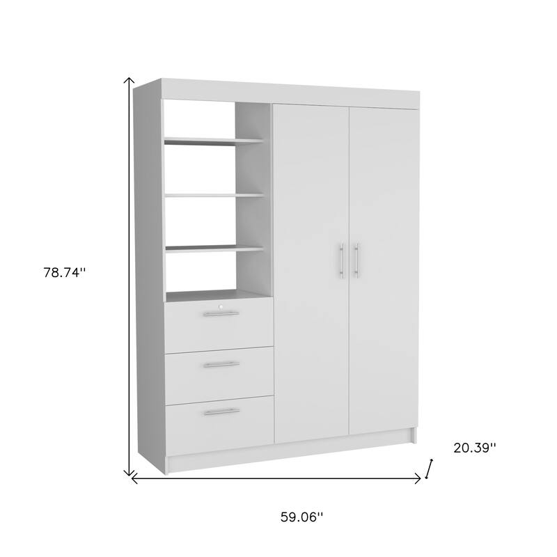 HomeRoots 79" White Wood Two Door Three Drawer Combo Dresser