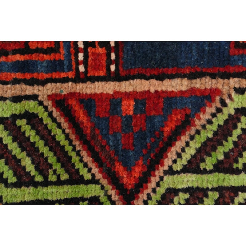 Hand Knotted Oriental 100% Wool Carpet Traditional Geometric Red Ardebil Runner Rug - 10' 8'' X 2' 10''