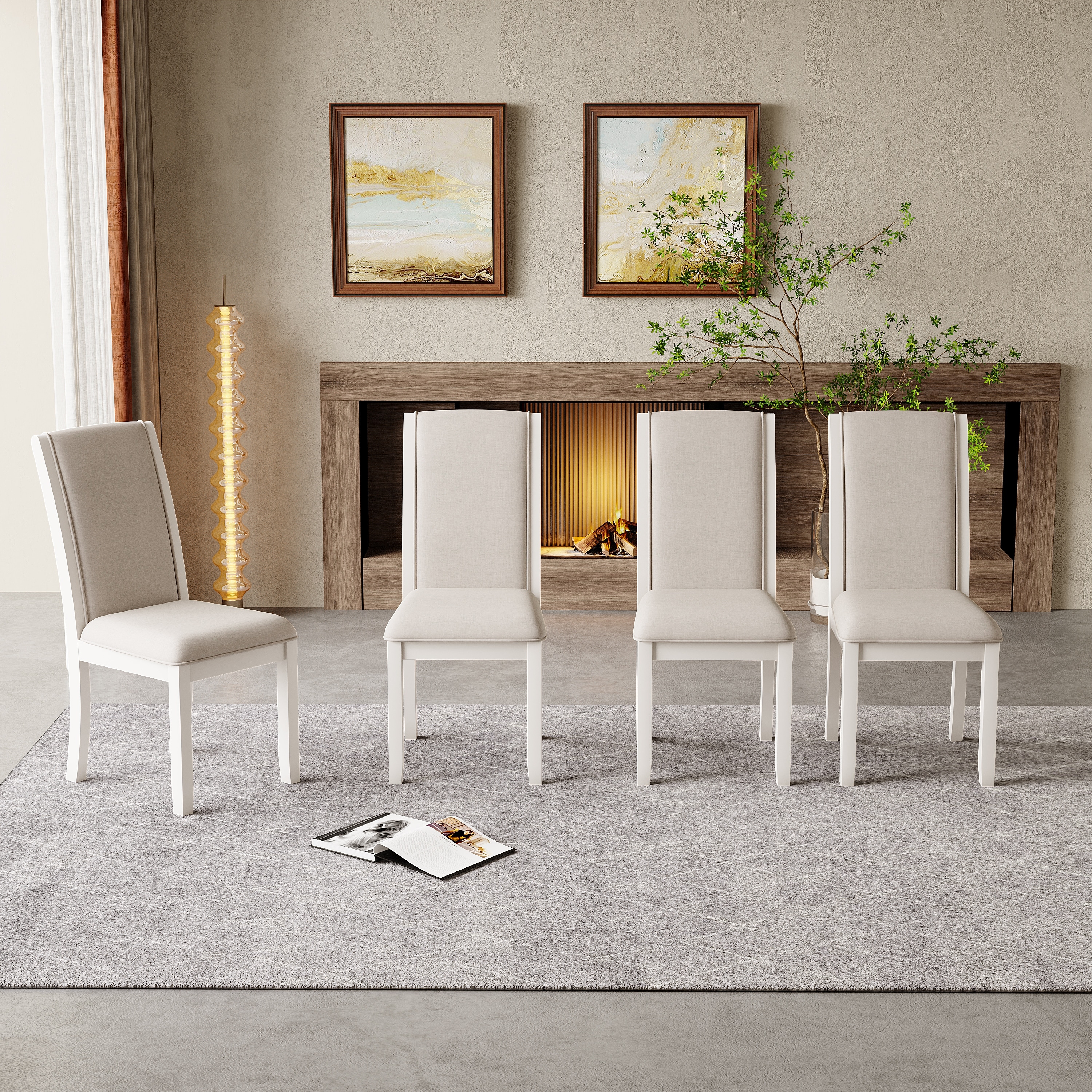 White kitchen best sale chairs with cushions