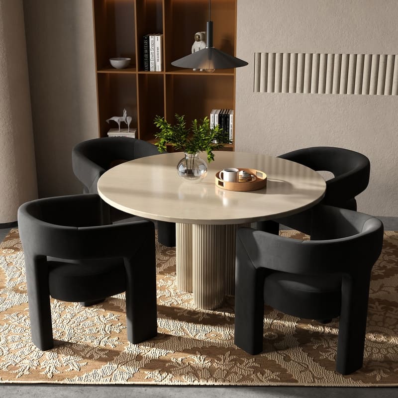 SEYNAR Modern Glam Velvet Upholstered Dining Chair, Open-Back Accent Chair Set of 4