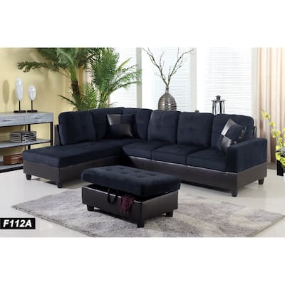 Christopher 104"Wide 3-Pieces Sectional Sofa Set,Midnight Blue(112)