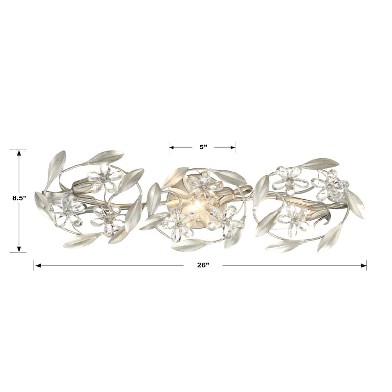 Marselle 3 Light Antique Silver Sconce - 26"W x 8.5"H x 6.5"D
