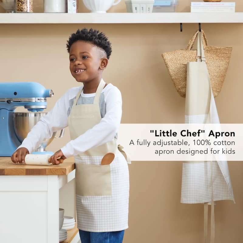 KITCHENAID Gourmet Series Gridlines Little Chef Apron, Water & Stain Resistant