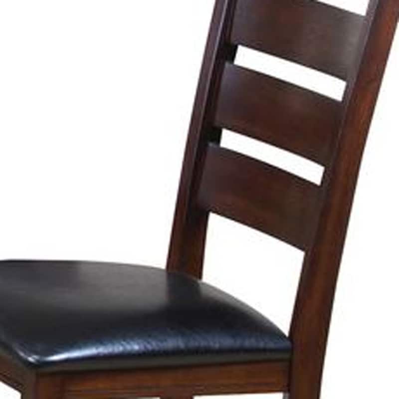 Faux Leather Ladder Back Side Chairs and Solid Wood Set of 2 - 23” L x 20” W x 40” H