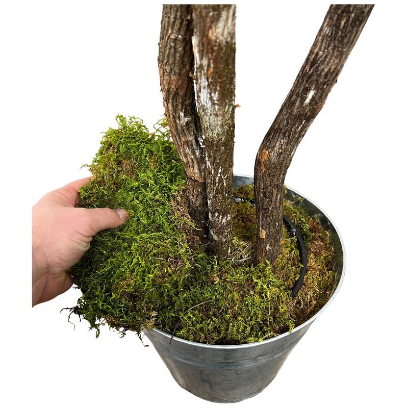 Handmade 6' Artificial Fig Tree Deluxe in Farmhouse Metal Planter