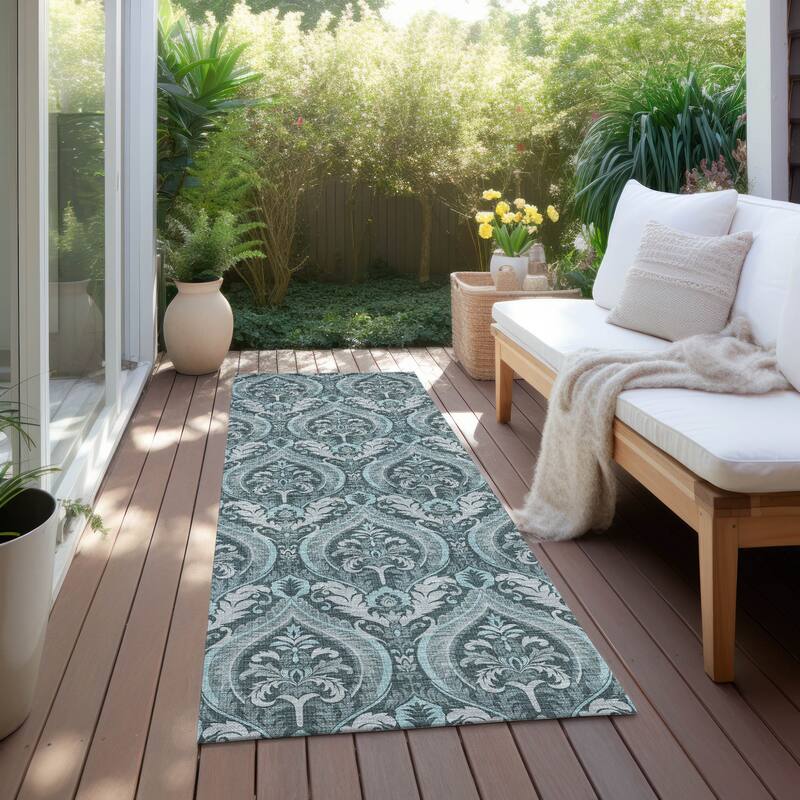 Talu Graceful Floral Weather Resistant Classic Meets Modern Outdoor Rug