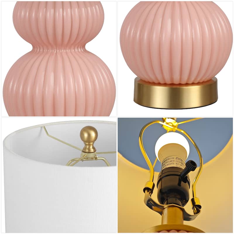 Lorena 20" Ribbed Metal/Glass LED Table Lamp, by JONATHAN Y