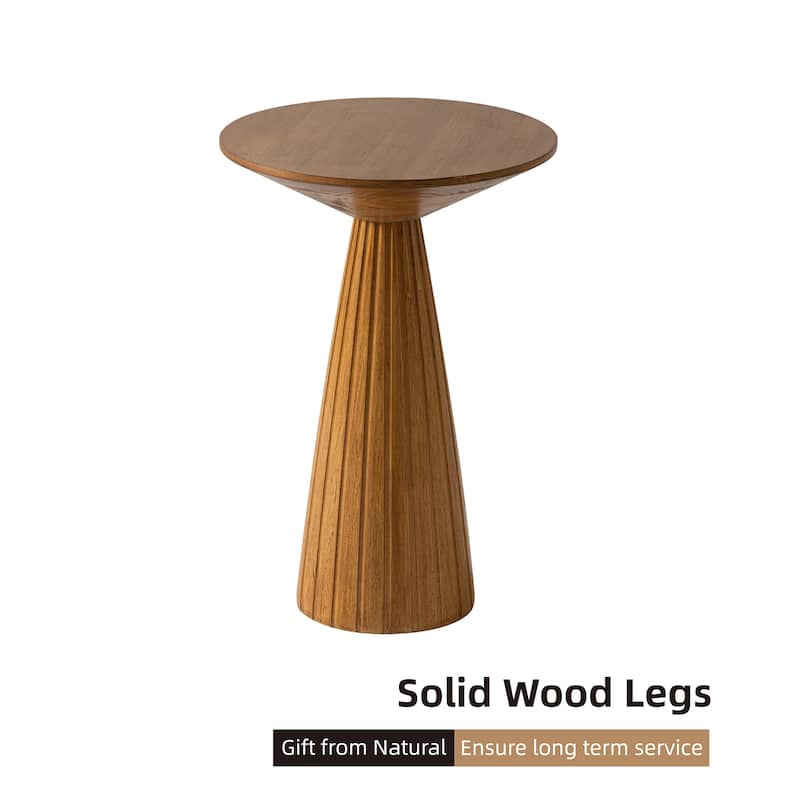 COZAYH Farmhouse Pedestal End Table, Round Martini Table Wood Plant Stand Rustic Small Drink Table for Living Room, Bedroom