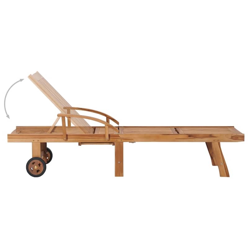 vidaXL Patio Lounge Chair Outdoor Sunbed Sunlounger with Cushion Solid Teak - 76.8" x 23.4" x 13.8"