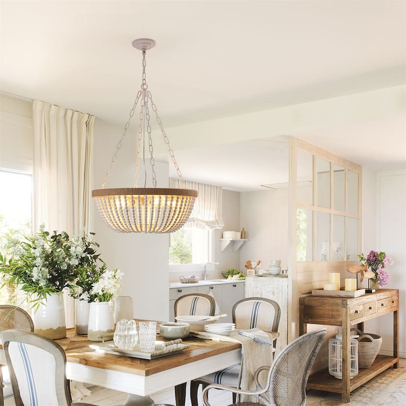 Bohemian style Wood Beaded Chandelier - Wood