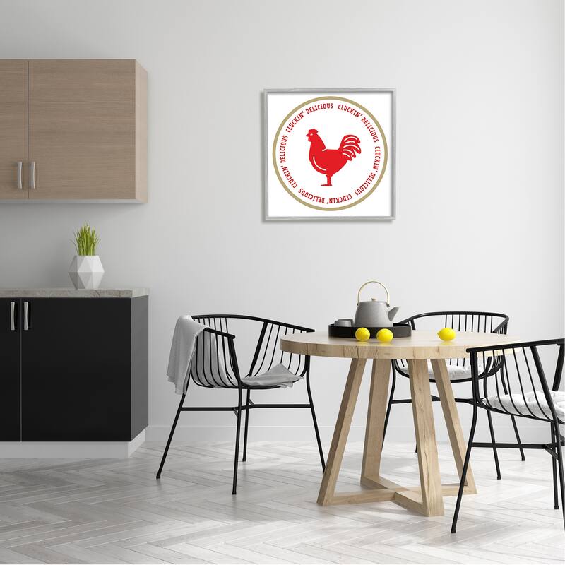Stupell Cluckin' Delicious Phrase Framed Giclee Art Design by Emily Dumas