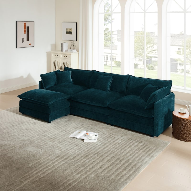 Cloud Chenille Upholstered Modular Sectional Sofa with DIY Combination Design