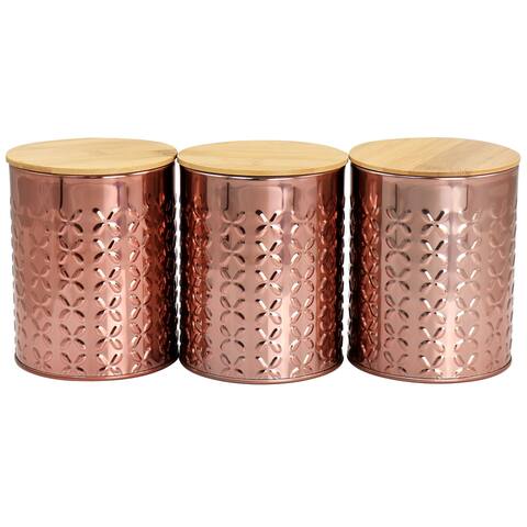 MegaChef 3 Piece Aluminum Canister Set in Copper - 3 Piece Set