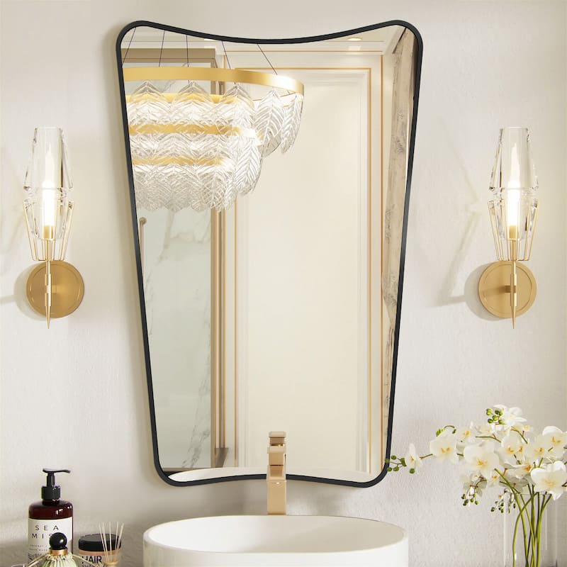 Arched Metal Framed Decorative Asymmetrical Wall Mirror