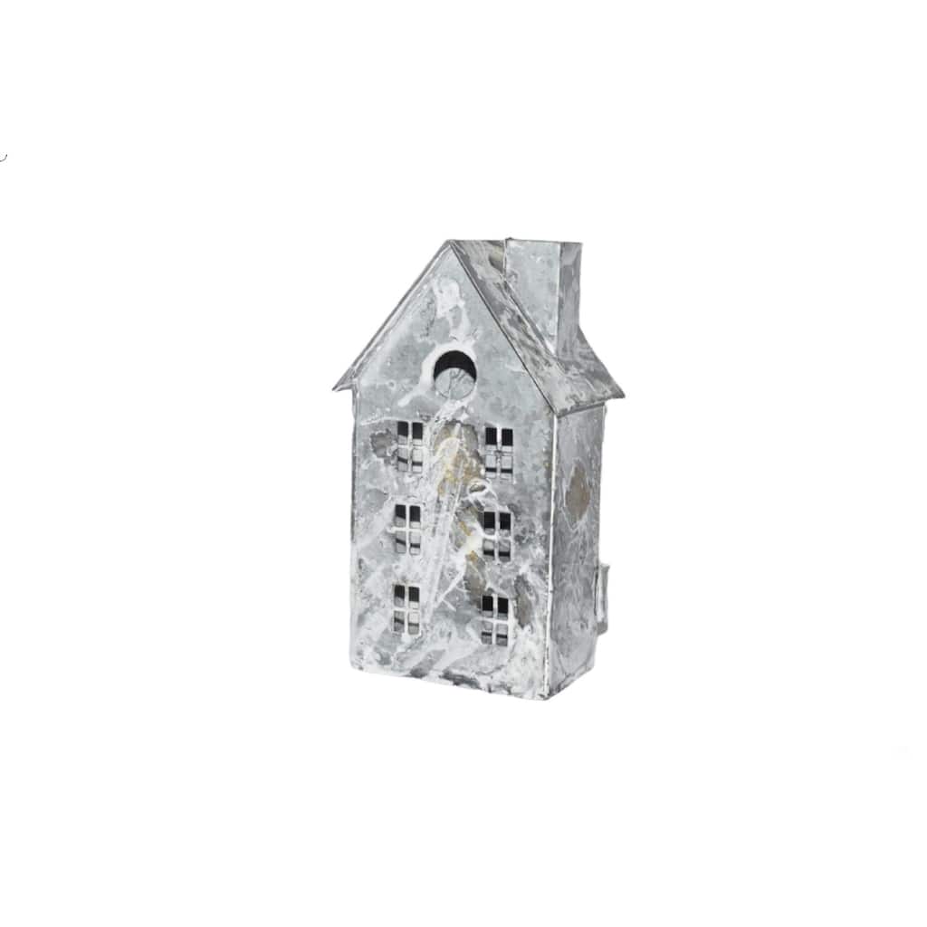 Tall Iron House/Tealight Holder- A - RUSTIC WHITE WASH