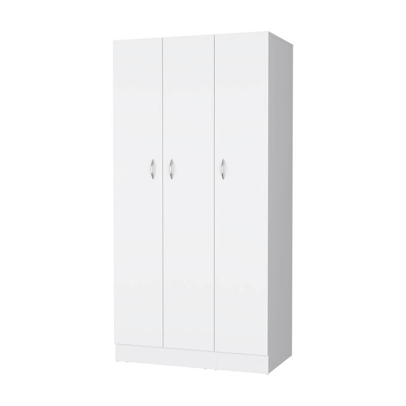 Augusta 3-Door Wardrobe with Hanging Rod White
