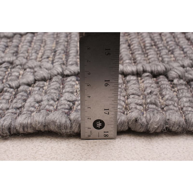 ECARPETGALLERY Braid weave Sienna Grey Wool Rug - 6'1 x 9'1