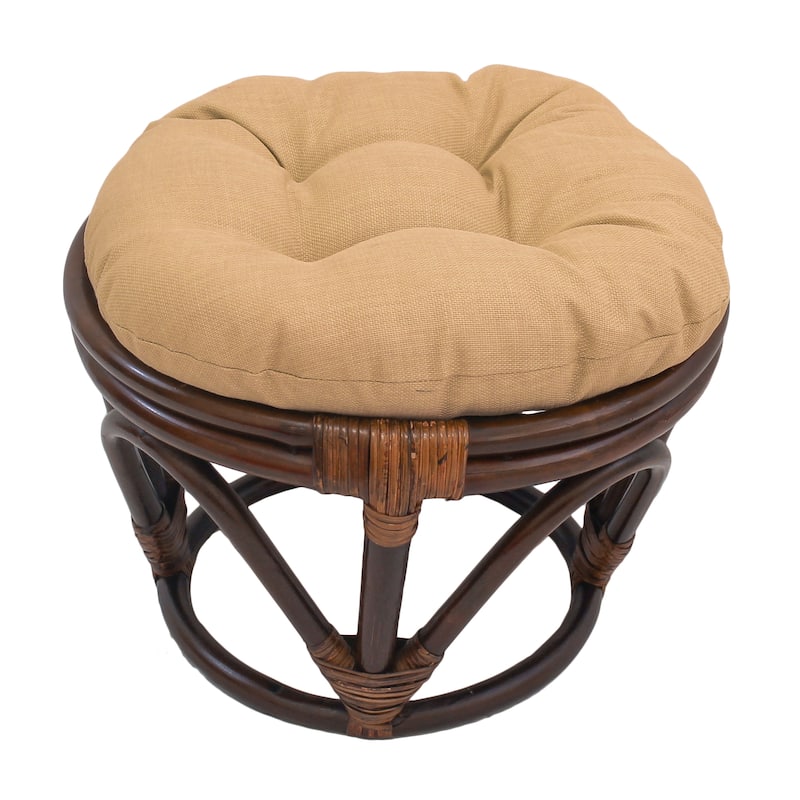 Bali 18-inch Footstool with Solid Outdoor Cushion - sandstone