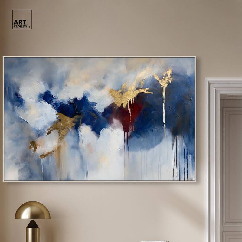 Eclipse of Gold and Blue Canvas by Art Remedy