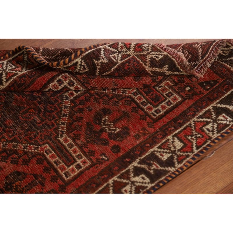 Tribal Orange Qashqai Persian Vintage Area Rug Handmade Wool Carpet - 2'7"x 4'2"